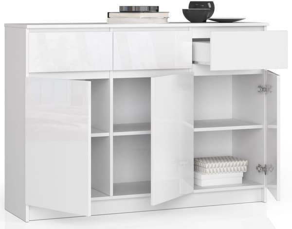 KOMMODE K140 3D 3SZ CLP HVID HØJGLANS