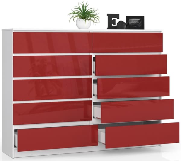 KOMMODE K160 10SZ CLP RÖD HIGH GLOSS