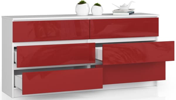 KOMMODE K160 6SZ CLP RØD GLANS