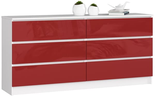 KOMMODE K160 6SZ CLP RØD GLANS