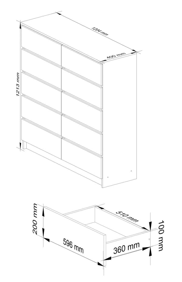 KOMMOD K120 10SZ CLP SVART BLANK