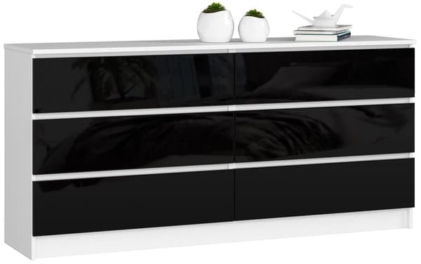 KOMMODE K160 6SZ CLP SORT HØJGLANS