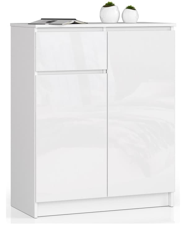 KOMMODE K80 2D 1SZ CLP HVID HØJGLANS