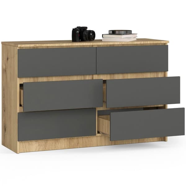KOMMODE K120 6SZ CLP DÆRM ARTISAN / GRÅ