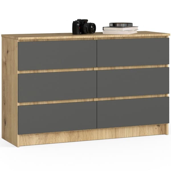 KOMMODE K120 6SZ CLP DÆRM ARTISAN / GRÅ