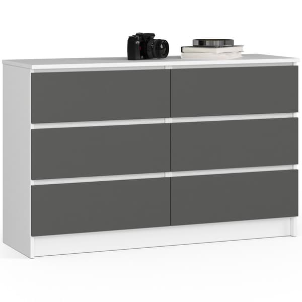 KOMMODE K120 6SZ CLP HVID / GRÅ