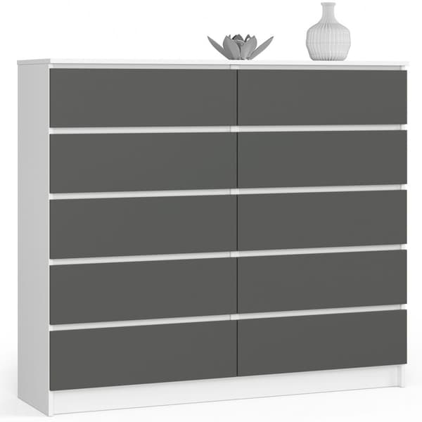 KOMMOD K140 10SZ CLP VIT / GRÅ