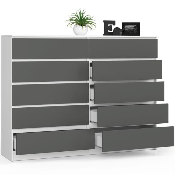 KOMMODE K160 10SK CLP HVID / GRÅ
