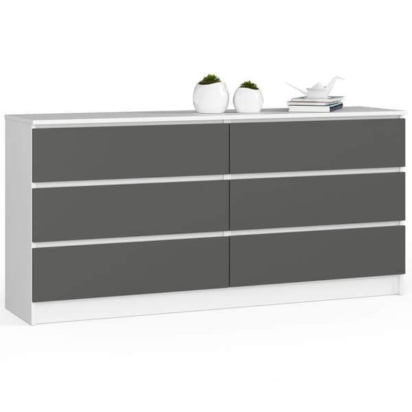 KOMMODE K160 6SZ CLP HVID / GRÅ