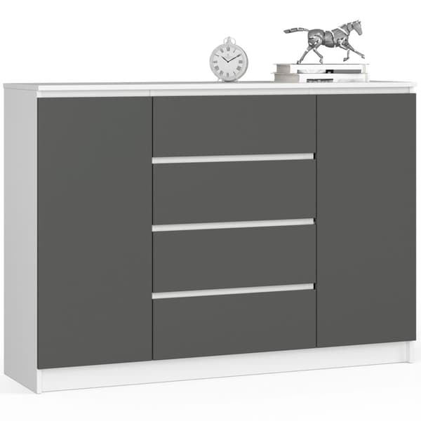 KOMMODE K140 2D 4SZ CLP HVID / GRÅ