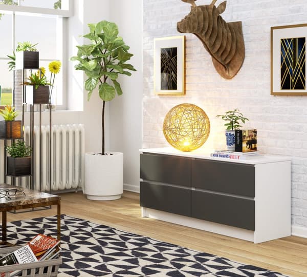 KOMMODE K120 4SZ CLP PK HVID / GRÅ