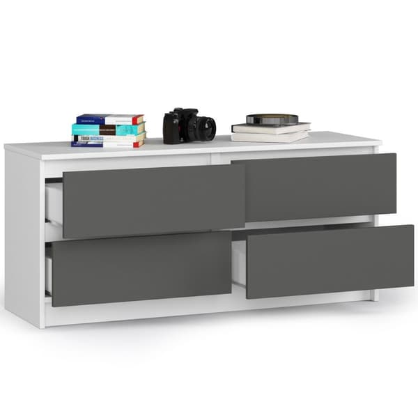 KOMMODE K120 4SZ CLP PK HVID / GRÅ