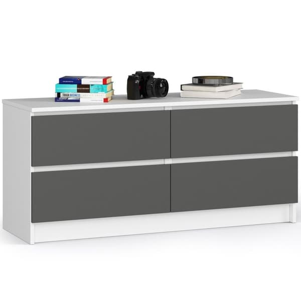 KOMMODE K120 4SZ CLP PK HVID / GRÅ