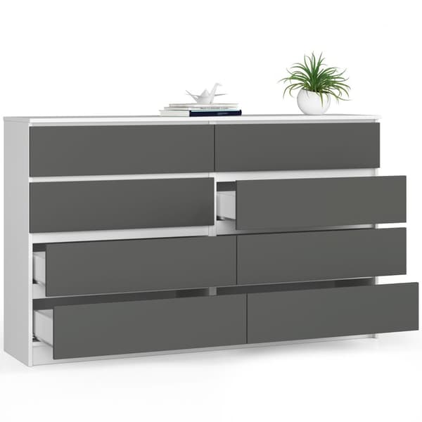 KOMMOD K160 8SZ CLP VIT / GRÅ