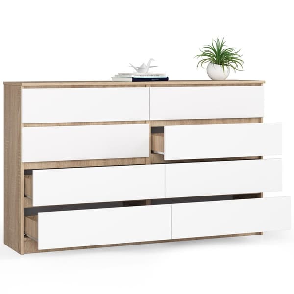 KOMMODE K160 8SZ CLP DÄRM SONOMA / VIT