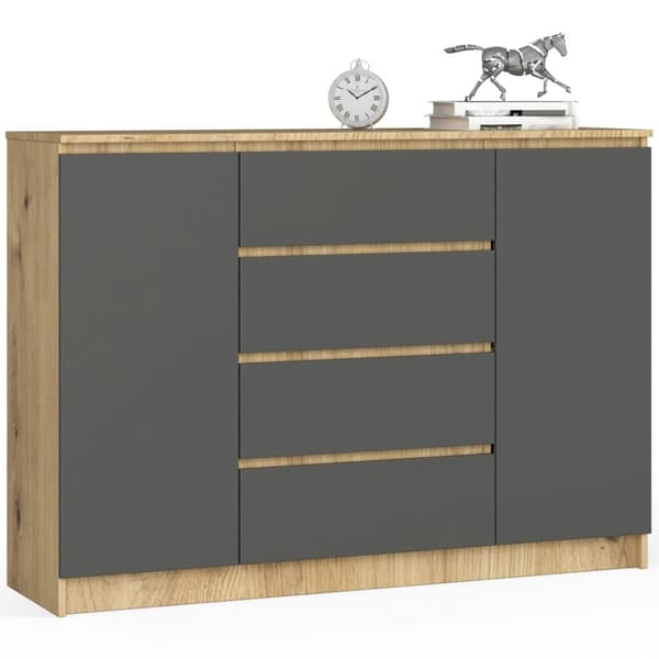 KOMMODE K140 2D 4SZ CLP DÆRM ARTISAN / GRÅ