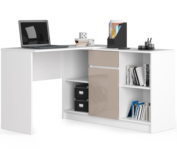 Kommodesk B-17 120 cm 1 låda 1 dörr vit-kapuchin glänsande