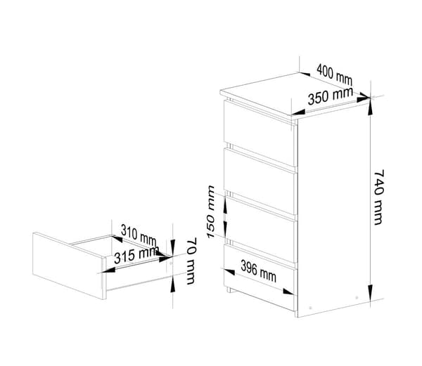 KOMMODE CL4 GRAPHIT GRÅ