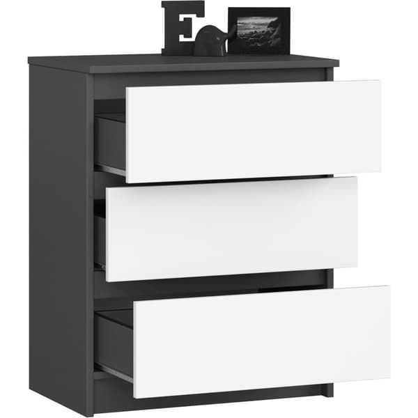 KOMMODE K60 3SZ CLP GRAFIT GRÅ / HVID