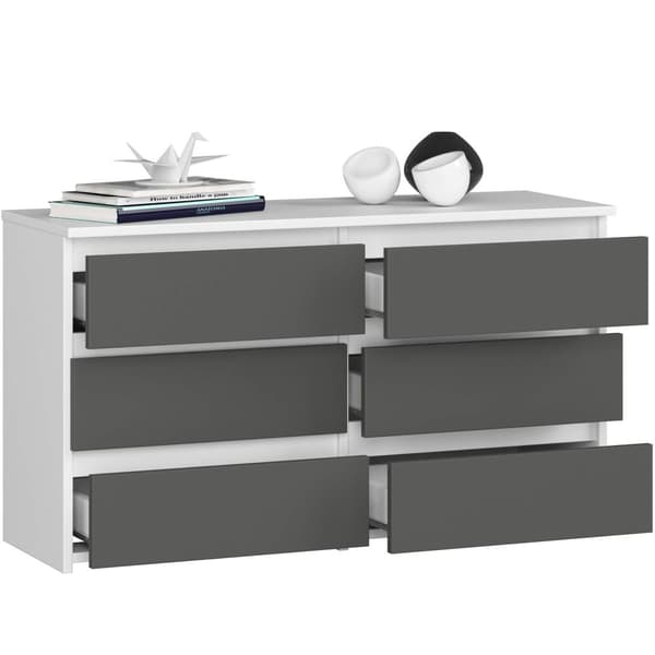 KOMMODE CL100 6SK PK HVID / GRÅ