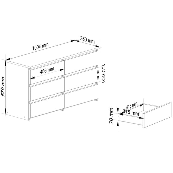 KOMMODE CL100 6SZ PK HVID / BETON