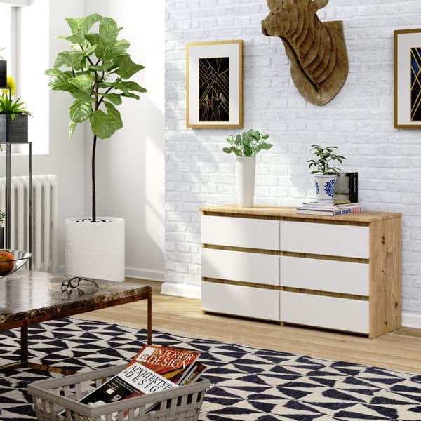 KOMMODE CL100 6SZ DåB SONOMA / HVID