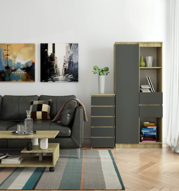 KOMMODE CL5 DĄB ARTISAN / GRÅ