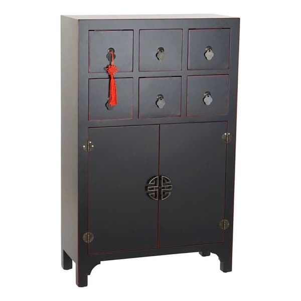 Kommode DKD Home Decor Sort Rød Multifarvet Gran Træ MDF Orientalsk 63 x 27 x 101 cm