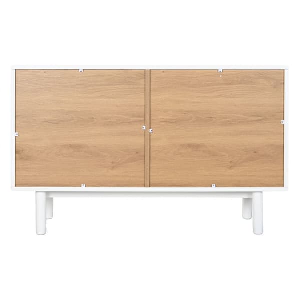 Kommode Home ESPRIT Hvid Natur polypropylen Træ MDF 120 x 40 x 75 cm