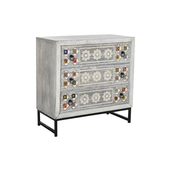 Lipasto DKD Home Decor Keraminen Harmaa Valkoinen Mangopuu (80 x 38 x 80 cm)