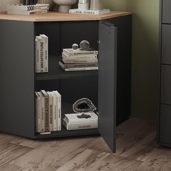 Skänk Betti, 77,9x77,9cm med 1 dörr, Antracit/Sonoma, Vicco