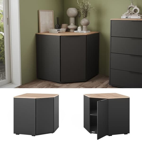 Skänk Betti, 77,9x77,9cm med 1 dörr, Antracit/Sonoma, Vicco