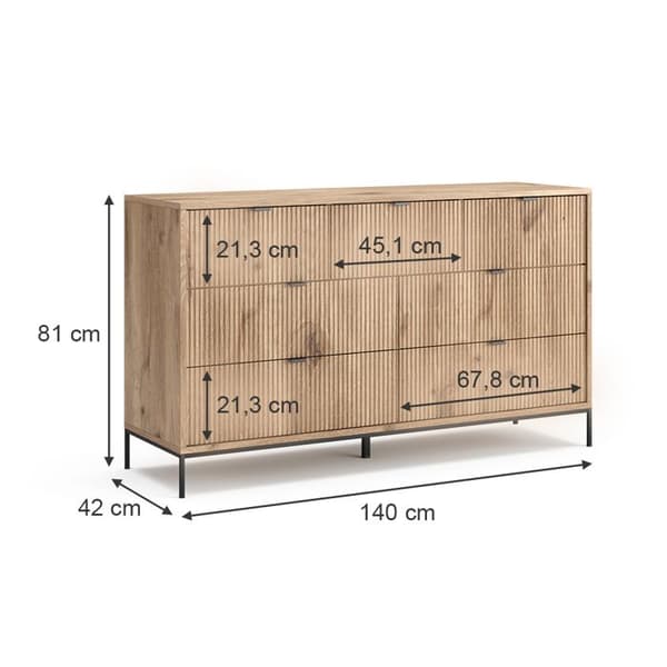 Skänk Eliza, 42x81cm med 7 lådor, Viking Oak, Vicco