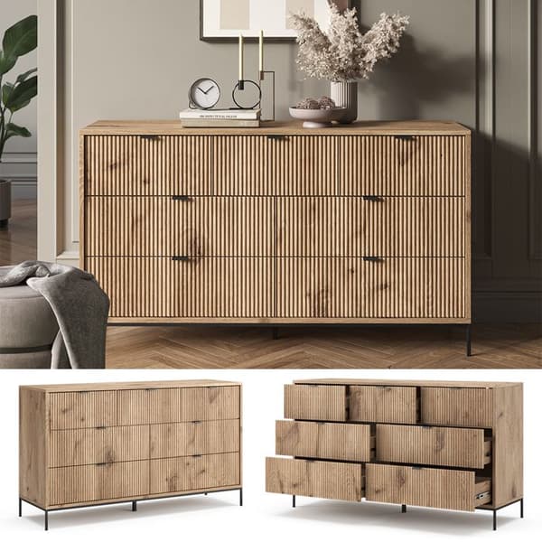Skänk Eliza, 42x81cm med 7 lådor, Viking Oak, Vicco