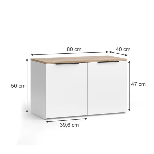 Sideboard Wido, 40x50cm med 2 dörrar, Vit/Sonoma, Vicco