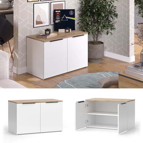 Sideboard Wido, 40x50cm med 2 dörrar, Vit/Sonoma, Vicco