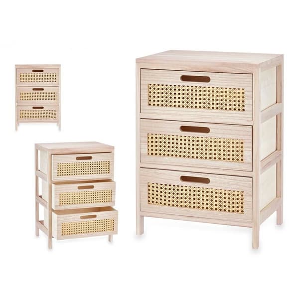 Lipasto Rattan Luonnollinen 40 x 58 x 29 cm 3 laatikkoa