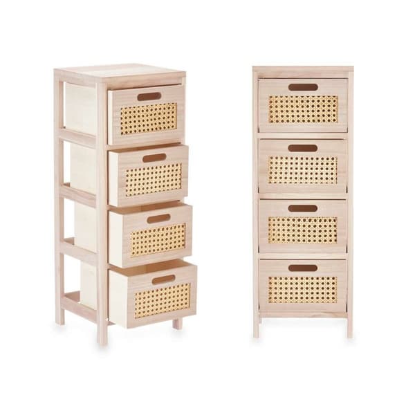 Lipasto Rattan Luonnollinen 27 x 73 x 25 cm 4 laatikkoa