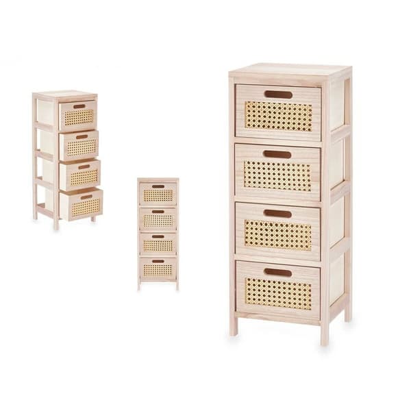 Lipasto Rattan Luonnollinen 27 x 73 x 25 cm 4 laatikkoa