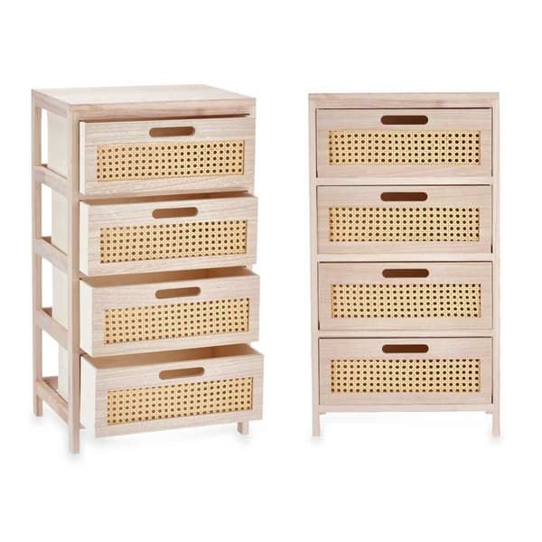 Lipasto Rattan Luonnollinen 40 x 73 x 29 cm 4 laatikkoa
