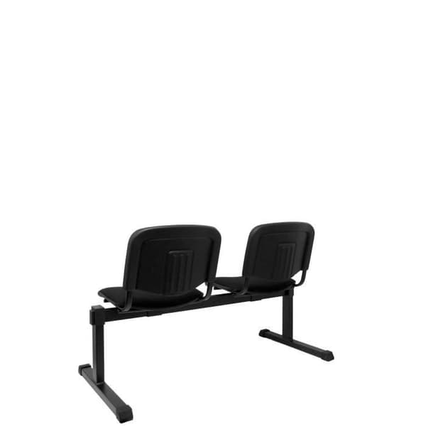 Tvåsits väntbänk med svart järnstruktur - Sits och rygg klädd i svart ARAN-tyg Piqueras y Crespo Model
