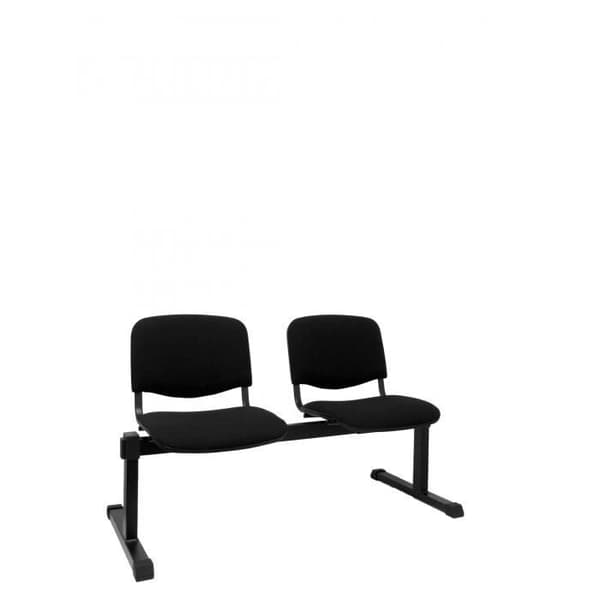 Tvåsits väntbänk med svart järnstruktur - Sits och rygg klädd i svart ARAN-tyg Piqueras y Crespo Model