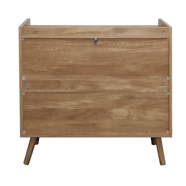 Commode 3 tiroirs avec façades en rotin naturel L80 cm - PALMO