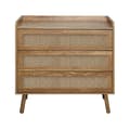 Miniatyrbild 1 av 10: Commode 3 tiroirs avec façades en rotin naturel L80 cm - PALMO