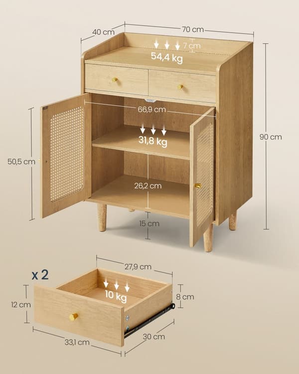 Rattan -ilmeen ovet, tammi beige