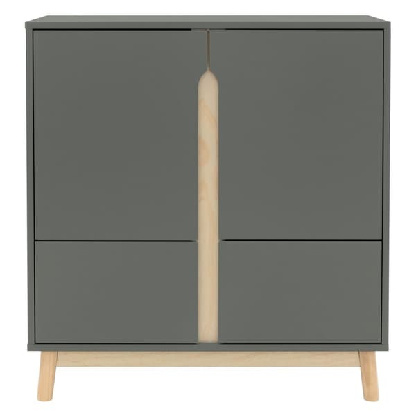 Byrå mattgrön med fötter av furu - 4 fack 80x86x40 cm Skänk ML-Design