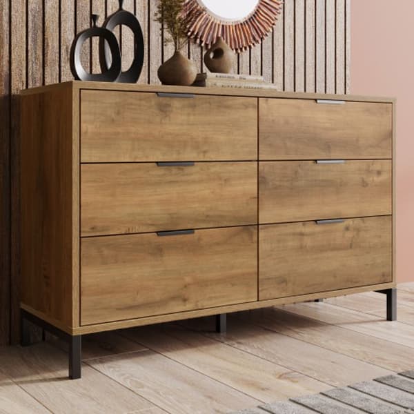 Kommode, buffé med 6 lådor, 120 x 40 x 76 cm, mörk ek