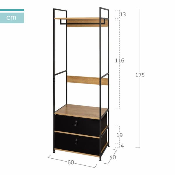 Skab Max Home Klæde Stål Melamin spånplade 60 x 175 x 40 cm