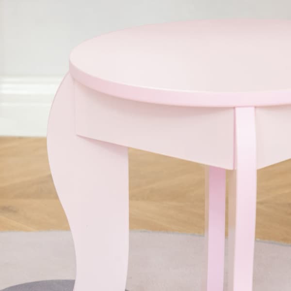 Rootz Børneforbindelsesbordssæt - Makeup Vanity - Kid's Beauty Table - Hjerte design - MDF, Pink - 60L X 36W X 88H CM