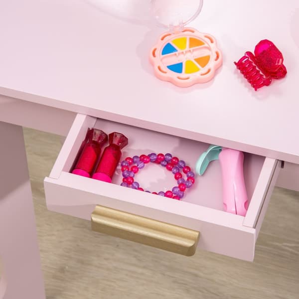 Rootz Børneforbindelsesbordssæt - Vanity Table - Makeup Desk - Opmuntrer uafhængighed - 52 x 32 x 85 cm - lyserød